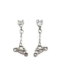 SK2707E Heart Crystal Motorcycle Earrings - Clear Stone Earrings