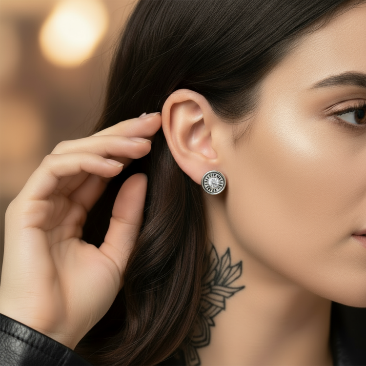 SK2709E Heavy Metal Jewelry Signature Bullet Earrings Stainless Steel Earrings