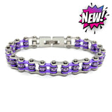 SK2806 3/8’’ MINI MINI Silver Violet Violet Crystals - Stainless Steel Motorcycle Bike Chain Bracelet Ladies Bracelets
