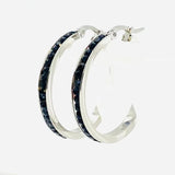 SK2900 Ladies Black Crystal Earrings - Three Sizes Available Earrings
