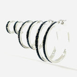 SK2900 Ladies Black Crystal Earrings - Three Sizes Available Earrings