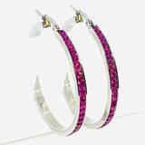 SK2905 Ladies Fuchsia Crystal Earrings - Three Sizes Available Earrings