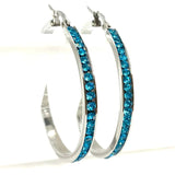 SK2906 Ladies Aquamarine Crystal Earrings - Three Sizes Available Earrings