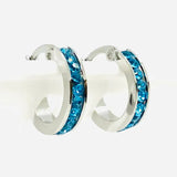 SK2906 Ladies Aquamarine Crystal Earrings - Three Sizes Available Earrings