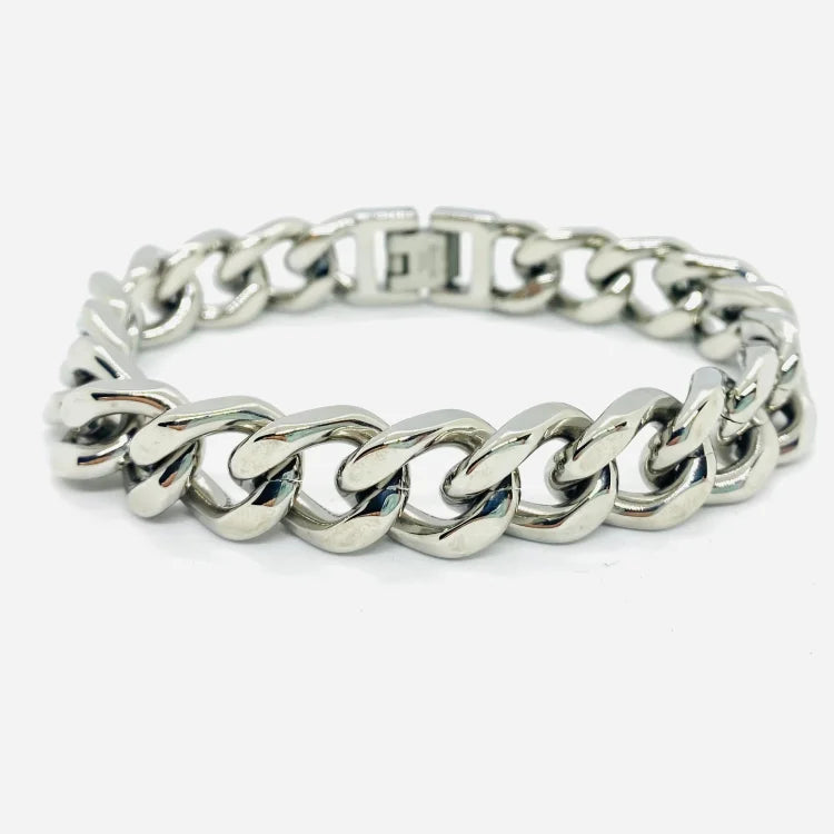 SK4015 1/2’’ Cuban Link Bracelet 1/2’’ Silver Color Bracelet