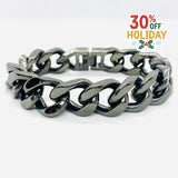 SK4016G 3/4’’ Cuban Link Bracelet Polished Gunmetal Bracelet