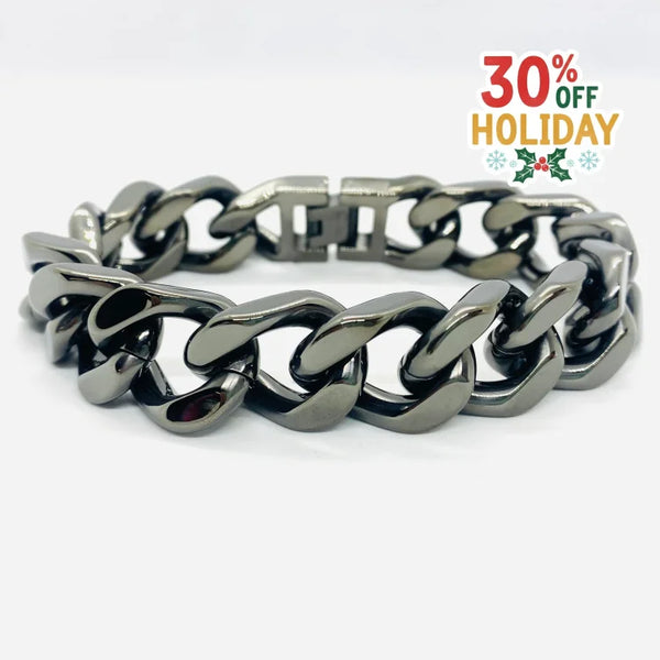 SK4016G 3/4’’ Cuban Link Bracelet Polished Gunmetal Bracelet