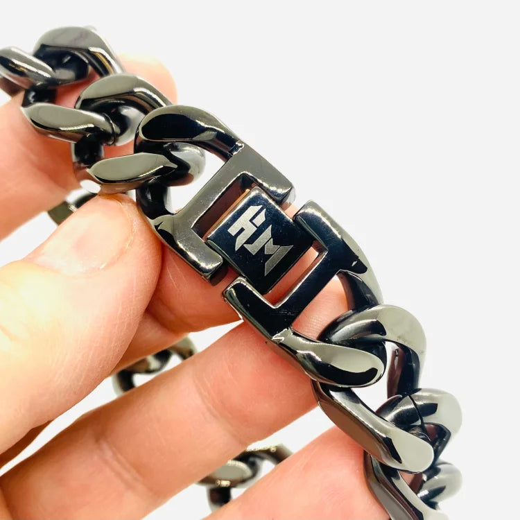 SK4016G 3/4’’ Cuban Link Bracelet Polished Gunmetal Bracelet