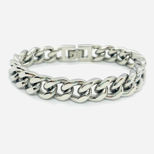 SK4017 3/8’’ Cuban Link Bracelet 3/8’’ Silver Color Bracelet