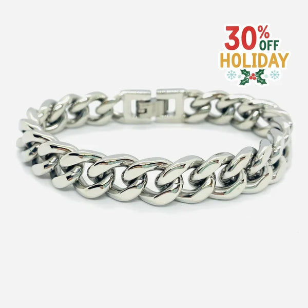 SK4017 3/8’’ Cuban Link Bracelet 3/8’’ Silver Color Bracelet