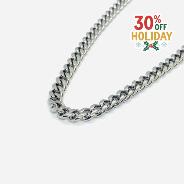 SK4019 Necklace 1/4’’ Wide Cuban Link Silver Color Chains