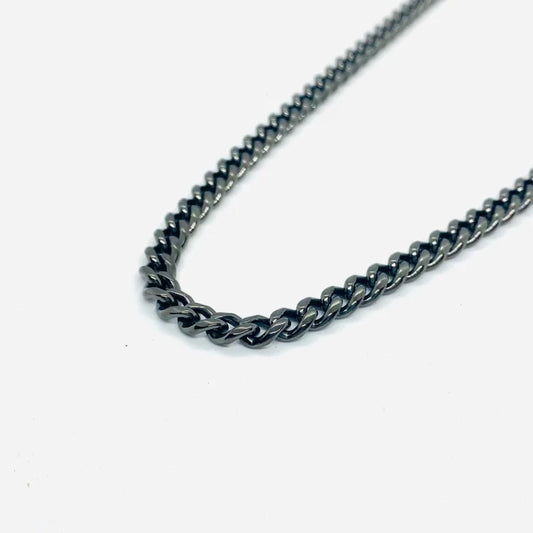 SK4019G Necklace 1/4’’ Wide Cuban Link Polished Gunmetal Color Chains