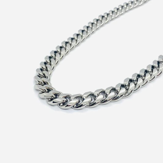 SK4020 Necklace 1/2’’ Wide Cuban Link Silver Color Chains
