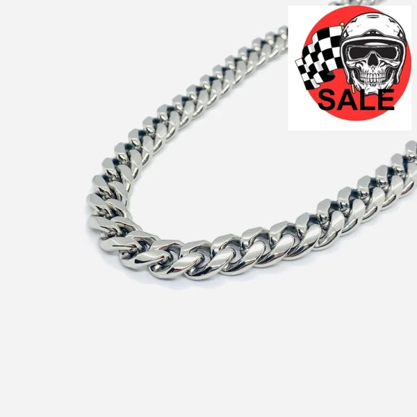 SK4020 Necklace 1/2’’ Wide Cuban Link Silver Color Chains