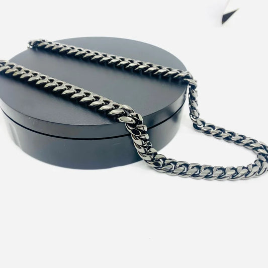 SK4020G Necklace 1/2’’ Wide Cuban Link Polished Gunmetal Necklaces