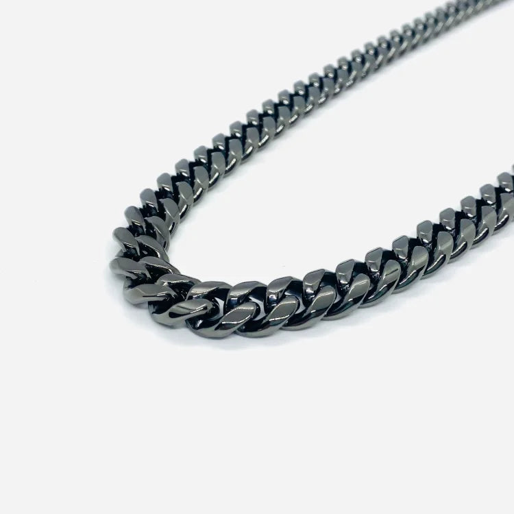 SK4020G Necklace 1/2’’ Wide Cuban Link Polished Gunmetal Necklaces