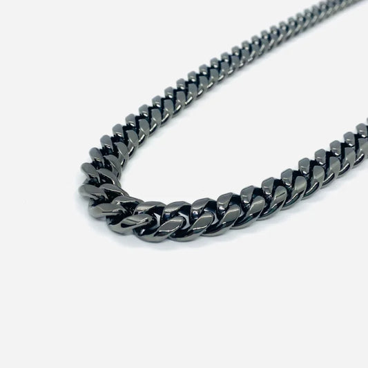 SK4020G Necklace 1/2’’ Wide Cuban Link Polished Gunmetal Necklaces