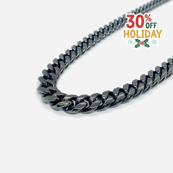 SK4020G Necklace 1/2’’ Wide Cuban Link Polished Gunmetal Necklaces