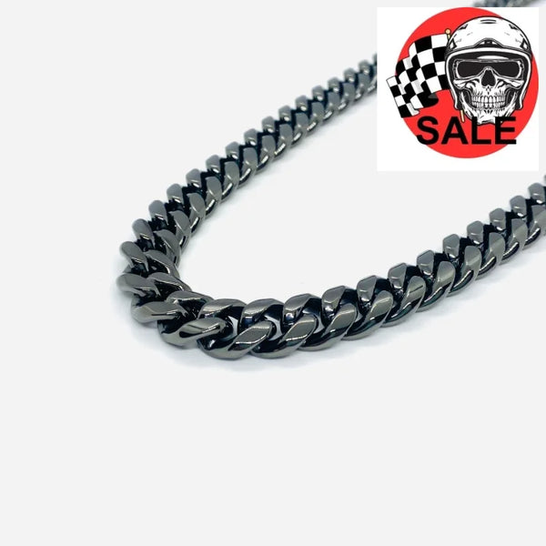 SK4020G Necklace 1/2’’ Wide Cuban Link Polished Gunmetal Necklaces