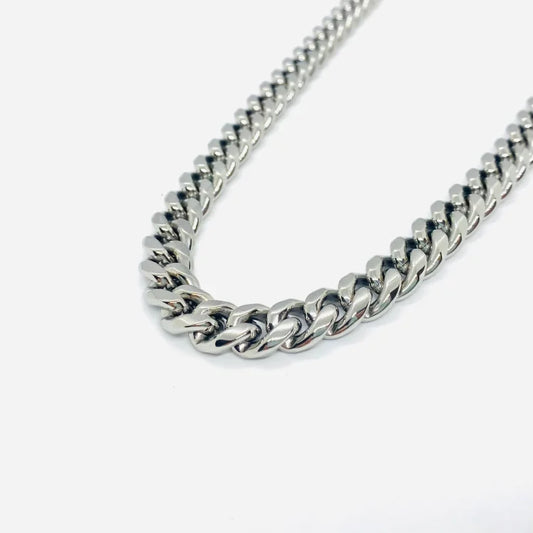 SK4021 Necklace 3/8’’ Wide Cuban Link Silver Color Chains
