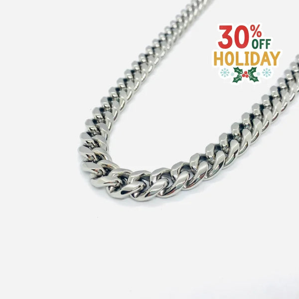 SK4021 Necklace 3/8’’ Wide Cuban Link Silver Color Chains