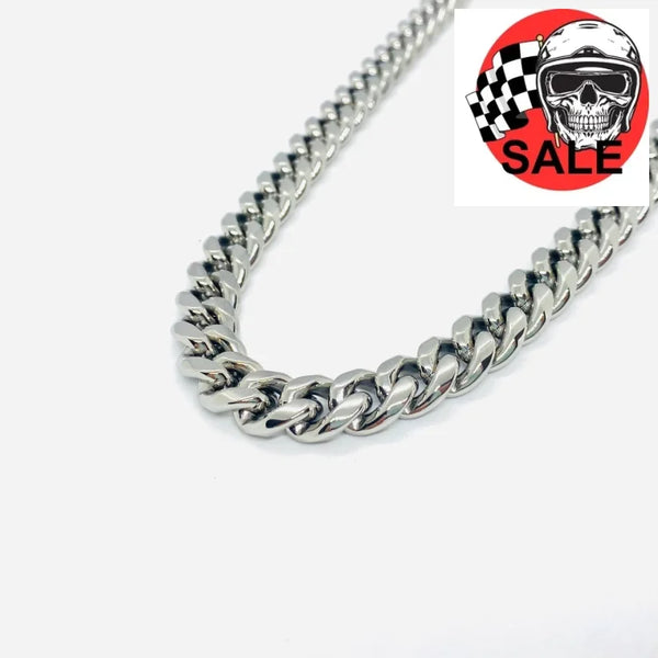 SK4021 Necklace 3/8’’ Wide Cuban Link Silver Color Chains