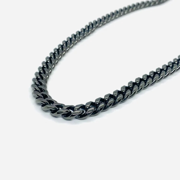 SK4021G Necklace 3/8’’ Wide Cuban Link Polished Gunmetal Chains