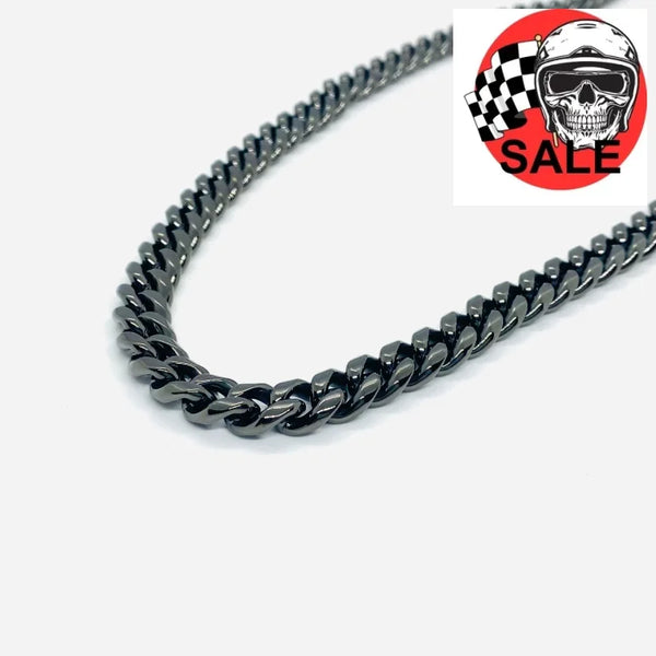SK4021G Necklace 3/8’’ Wide Cuban Link Polished Gunmetal Chains
