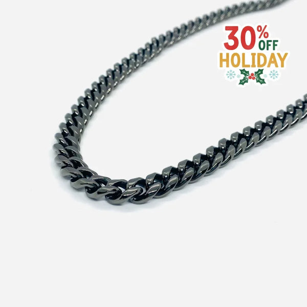SK4021G Necklace 3/8’’ Wide Cuban Link Polished Gunmetal Chains