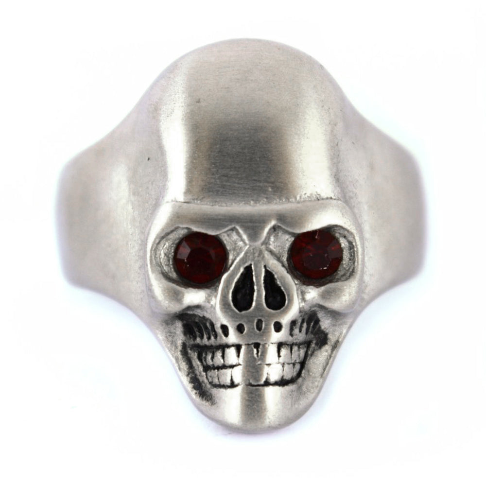 Sk2301 Brushed Finish Skull Ring Imitation Black Eyes Stainless Steel Solid Inside Rings