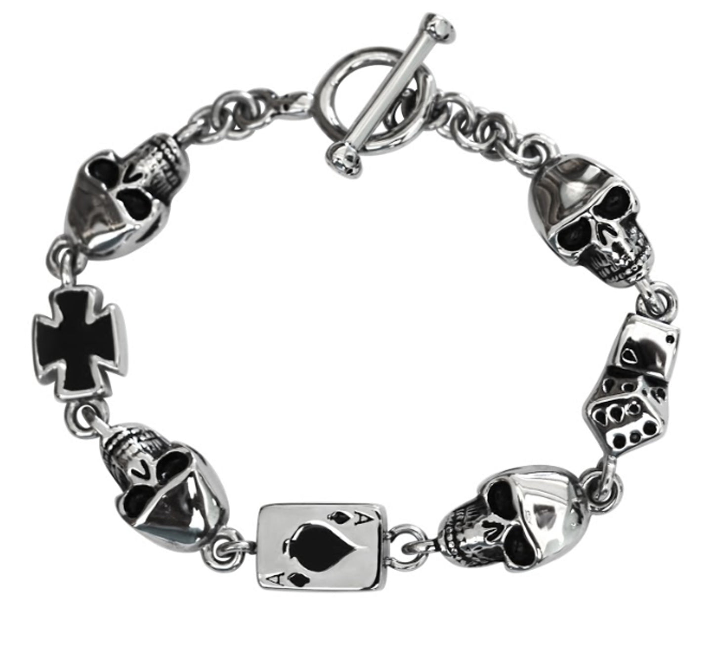SK1376 Ladies Poker Run Bracelet Stainless Steel Heavy Metal