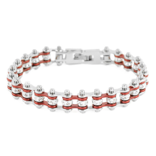 SK2014 Wide Mini Size Two Tone Silver Candy Red With White