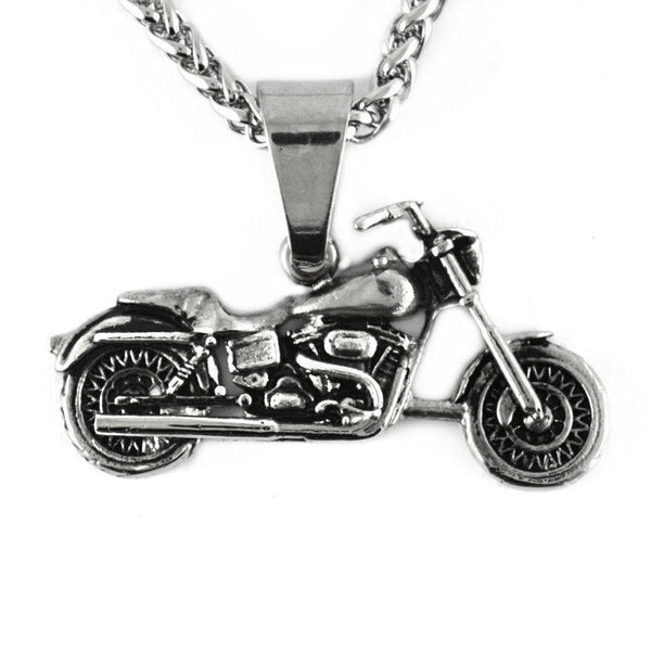 SK1421 Motorcycle Biker Pendant 1.5" Wide Stainless Steel With 26" Chain