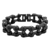 SK1850 All Black Powder Coat 3/4" Wide Thick Link Unisex Stainless Steel Motorcycle Chain Bracelet