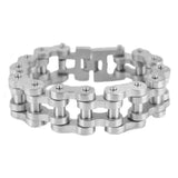 SK1848 1" Wide All Stainless BRUSHED Finish THICK LINK Men's Stainless Steel Motorcycle Chain Bracelet