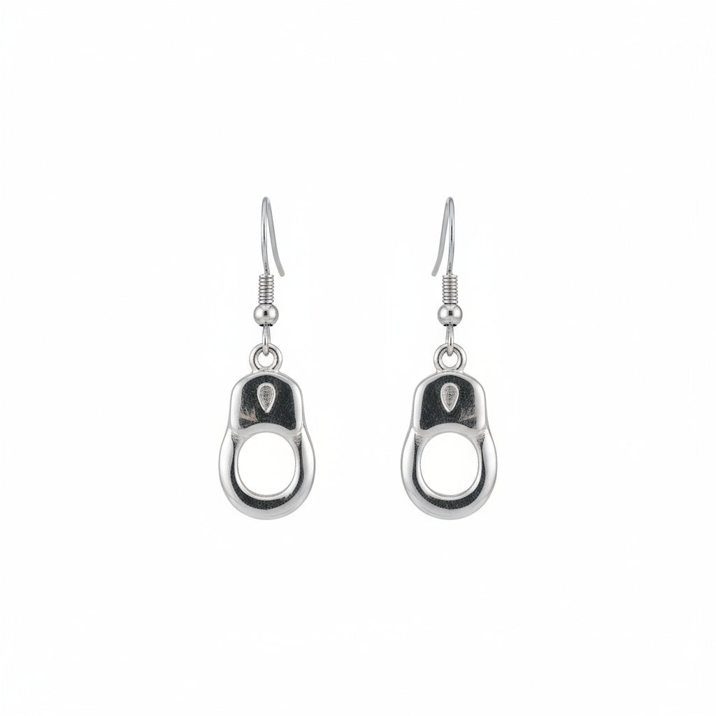 SK1464  Small Handcuff  Earrings French Wire Stainless Steel Motorcycle Biker Jewelry