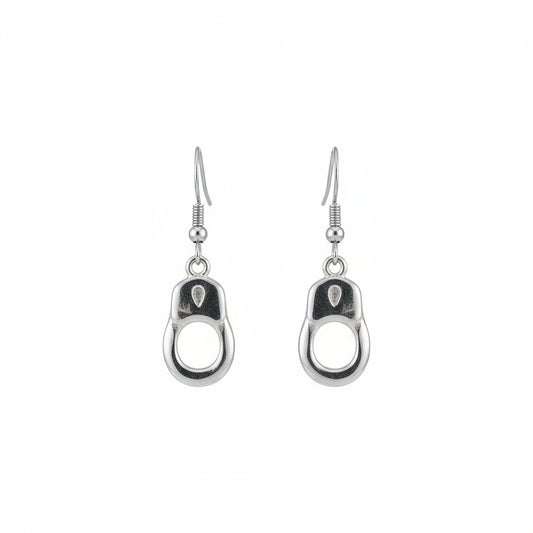 SK1464  Small Handcuff  Earrings French Wire Stainless Steel Motorcycle Biker Jewelry