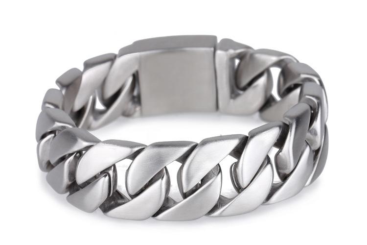 SK1820 Bracelet Stainless Steel 1" Wide BRUSHED Cuban Link