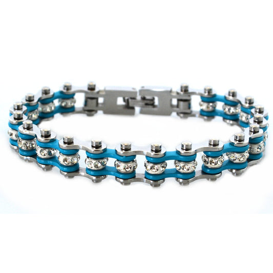 SK2004 Wide Mini Size Two Tone Silver Turquoise With White