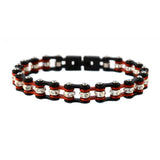 SK2019 3/8" Wide MINI MINI SIZE Two Tone Black Red With White Crystal Centers Stainless Steel Motorcycle Bike Chain Bracelet