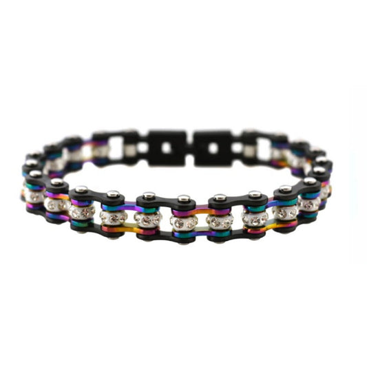 SK2026 Wide Mini Size Gunmetal/Irredisent With White Crystal