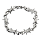 SK2034 Bracelet Men's Large Stainless Steel Barbed Wire Link Design