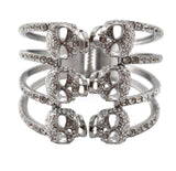 SK2039 Bracelet Six Pack Skulls Imitation Diamond Stones Stainless Steel Heavy Metal Jewelry