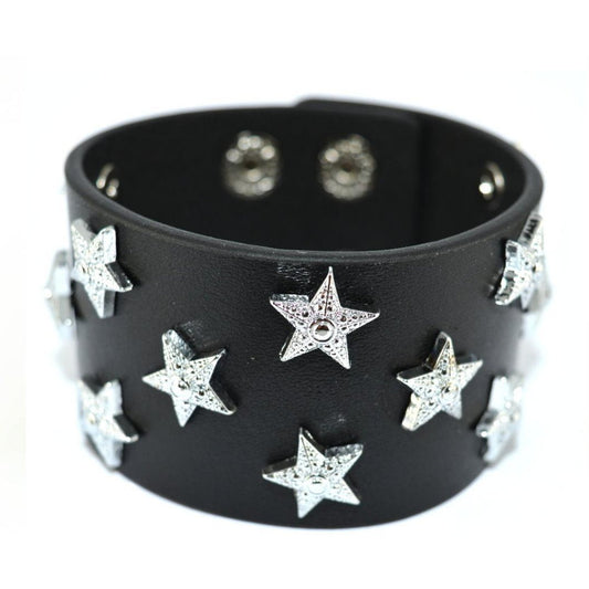SK2108 Woman's Multi - Star Leather Bracelet Adjustable -