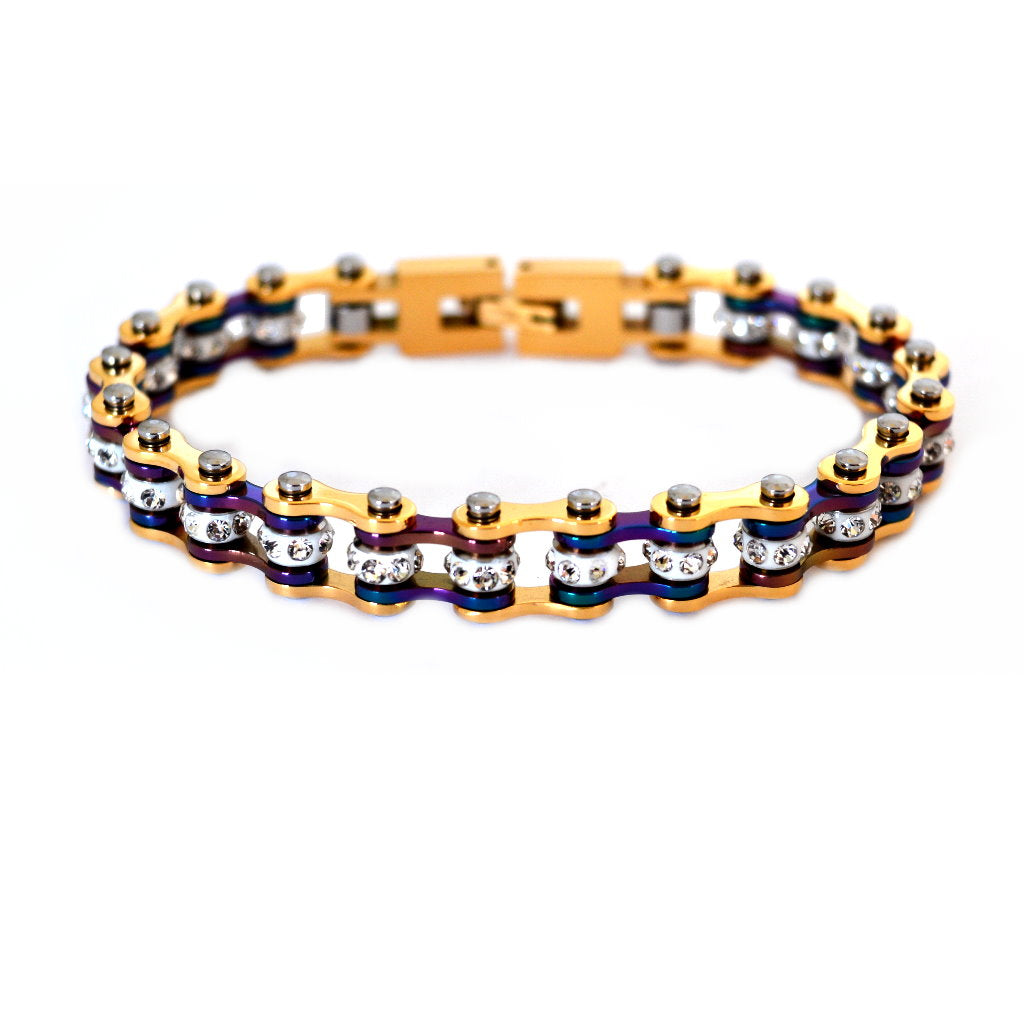 SK2207G  Mini Size Two Tone Gold Rainbow With White