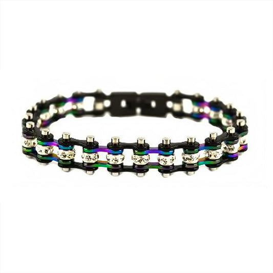 SK2208 Wide MNIN Mini Size Black Rainbow Ladies Crystal