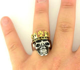 SK2233 Gents Crown Skull Ring With Bronze Plate Crown Stainless Steel Size 9-15