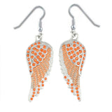 SK2248 Orange Painted Winged French Wire Earring Orange Imitation Crystals