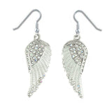 SK2254 White Painted Winged French Wire Earring White Imitation Crystals