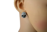 SK2356 Earrings Stainless Steel Skull Embellished Imitation Diamonds Post & Nut  5/8" Tall